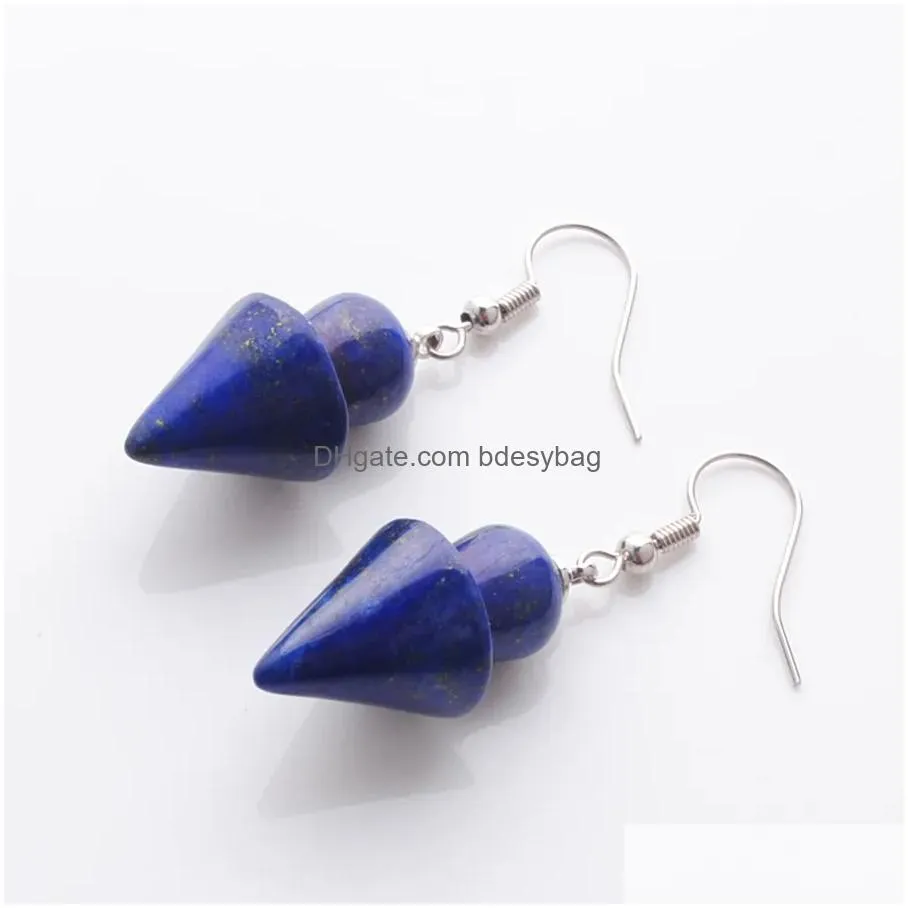 new arrivals dangle hanging earrings for female jewelry natural stone beads mushroom shape lapis lazuli turquoises opal br333