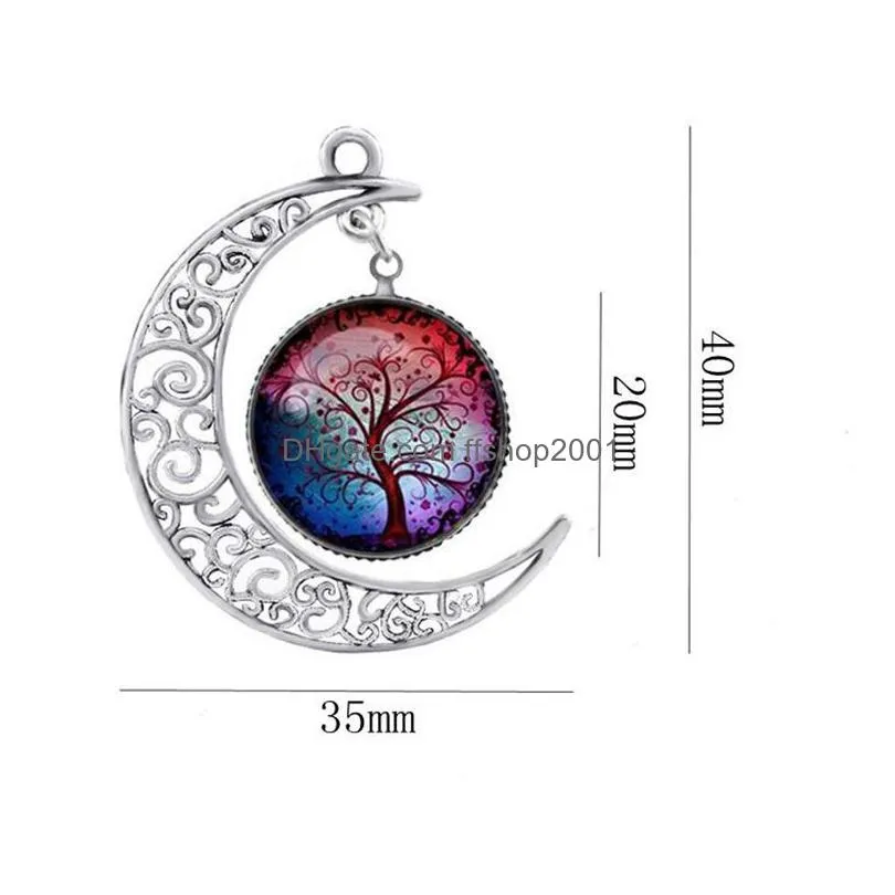 vintage tree of life necklaces time stone hollow moon pendant necklace fashion jewelry