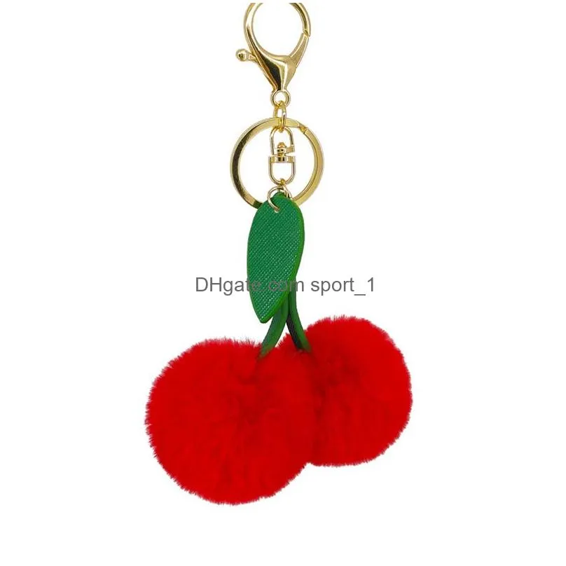 pu leather fruit keychains strawberry watermelon plush keychain pendant bag decorative keyring fashion accessories key chain
