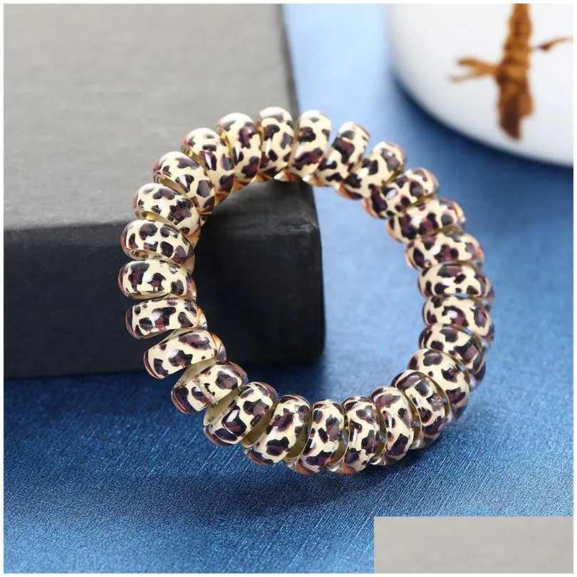 fashion leopard pony tails holder womens head rope elastic rubber band hair ring decoration bracelet 3 colors