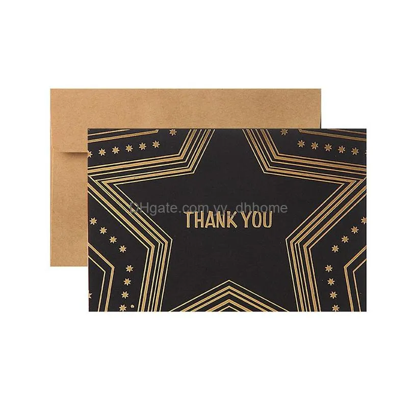 4 styles bronzing holiday greeting cards handwritten folding thank you cards mothers day christmas gift supplies with envelopes