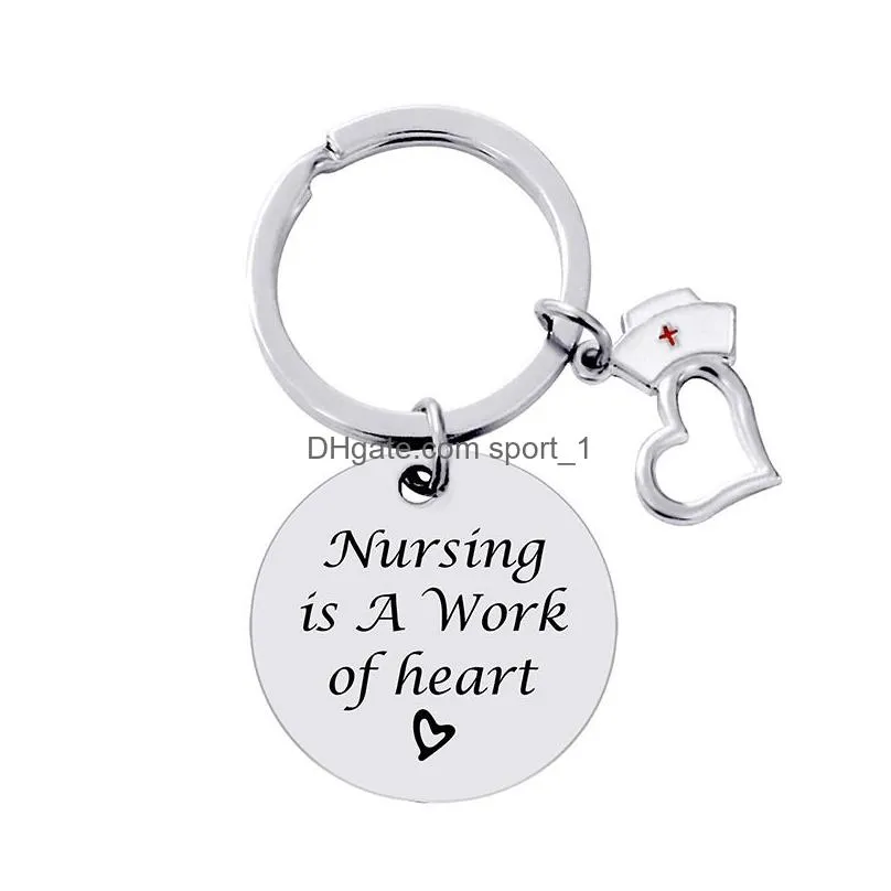 stainless steel nurse keychains metal keychain pendant car key chain keyring creative gift