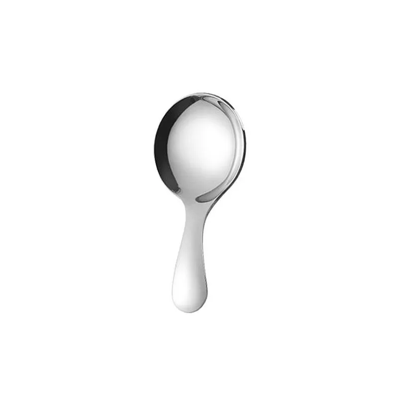 stainless steel spoons childrens short handle round head spoon household kitchen tableware creative mini tea spoon