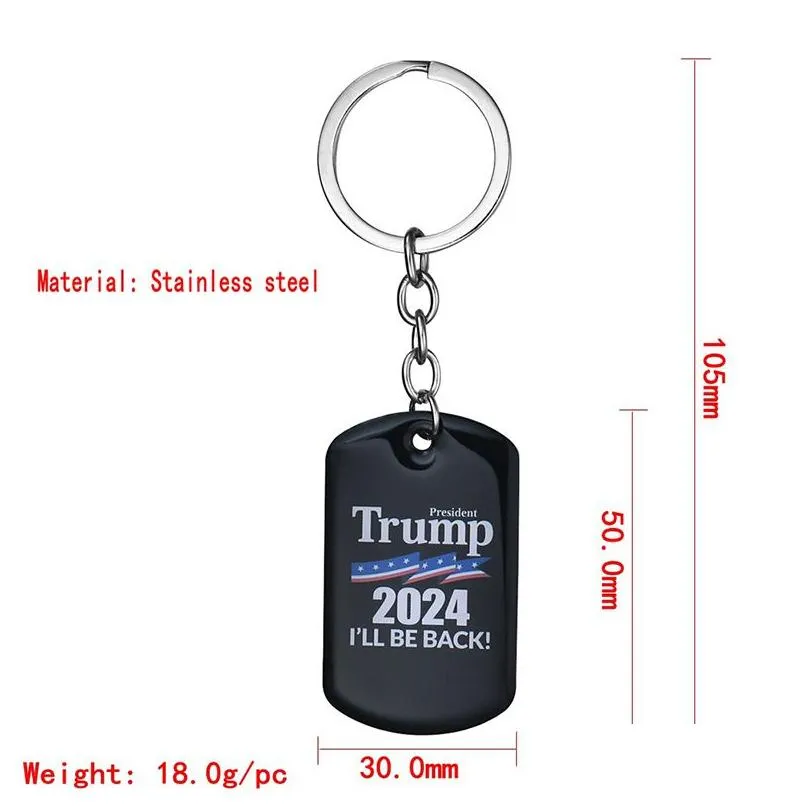 2024 election keychain pendant trump stainless steel keychains luggage decoration key ring creative gift