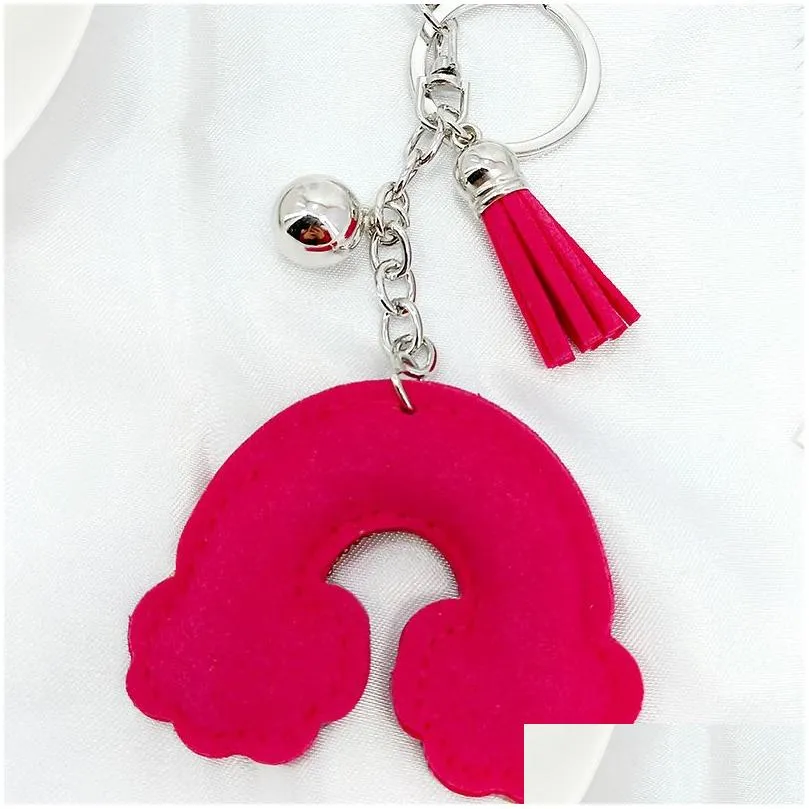 diamond rainbow keychains tassel keychain womens bag decoration pendant fashion accessories keyring key chain