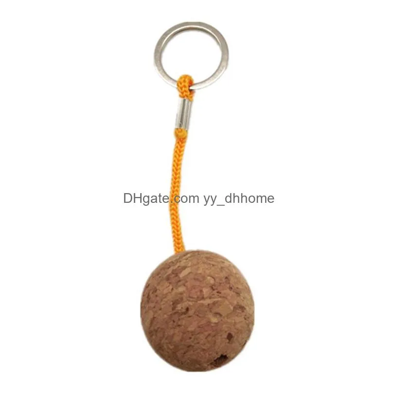 round ball cork keychains diy wooden keychain pendant car key chain gift keyring 35mm