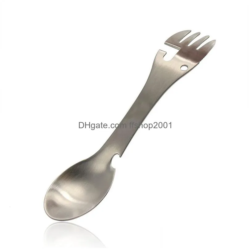 outdoor portable multifunctional tableware stainless steel spoon 5 in 1 beer bottle opener household can openers cutlery set