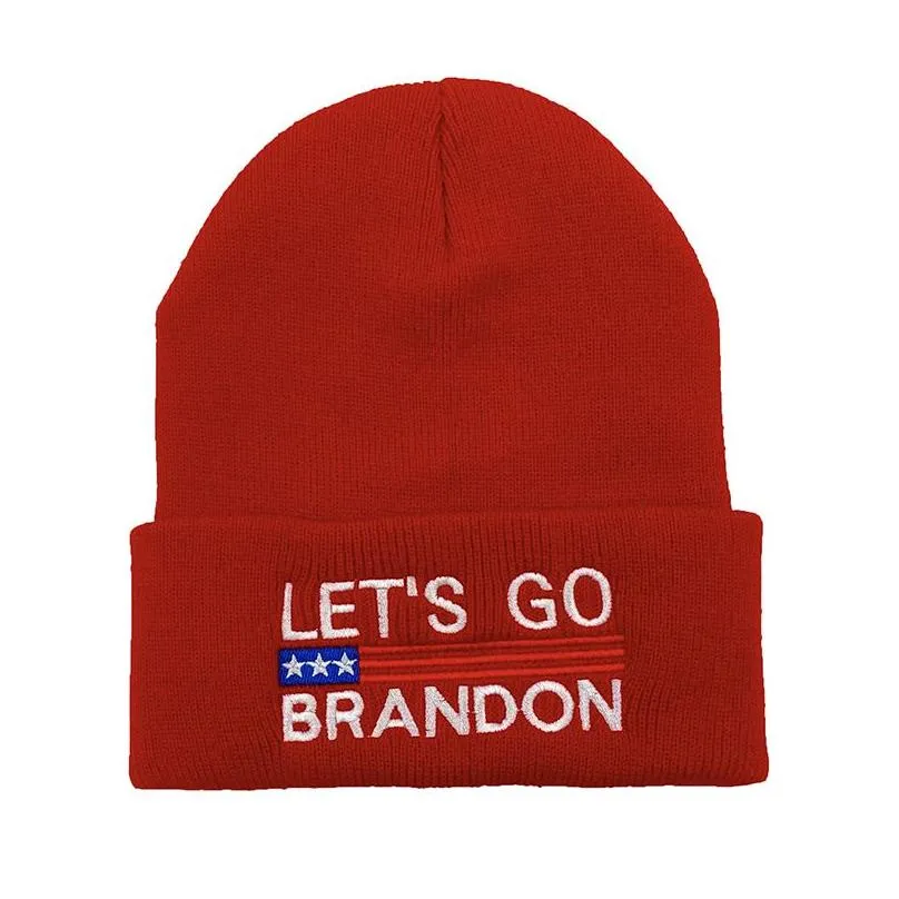 lets go brandon knitted hats simple beanie cap embroidered woolen hat men and women outdoor warm hat