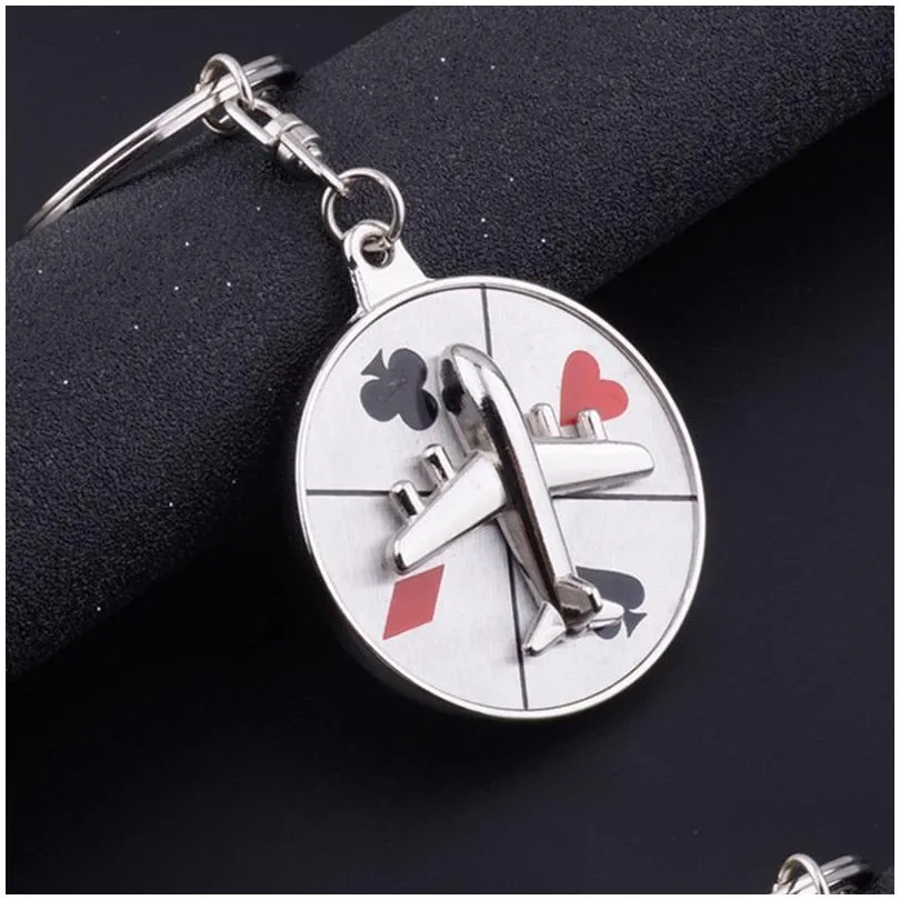 creative compass keychain rotating aircraft pendant metal keychain promotional gift keyring key chain