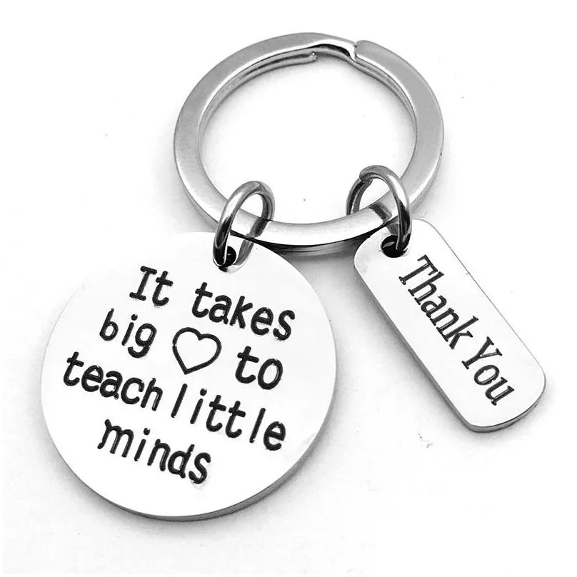 stainless steel teachers day keychain pendant creative  diamond key chain car keychains thanksgiving keyring gift