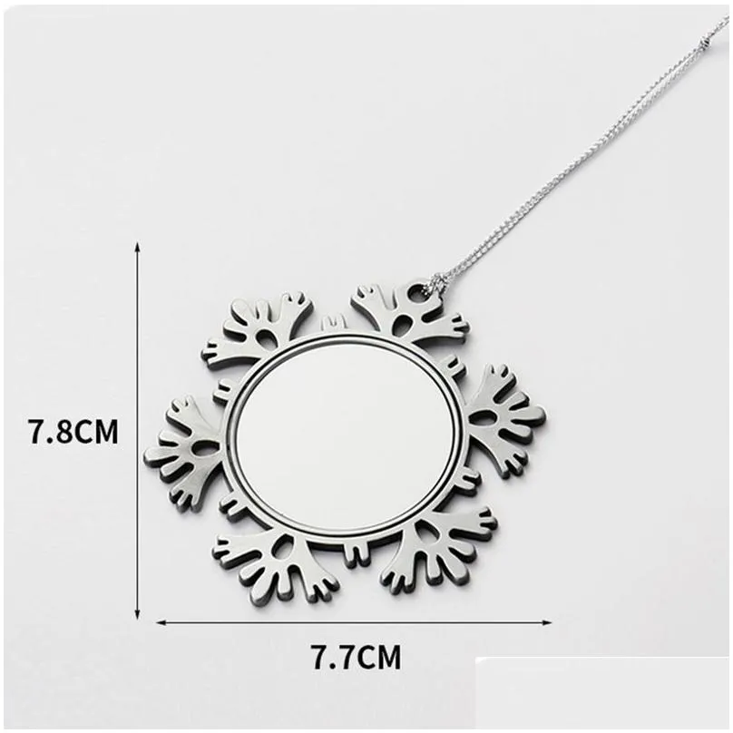 heat transfer metal snowflake pendant diy sublimation blank christmas decoration christmas tree ornament