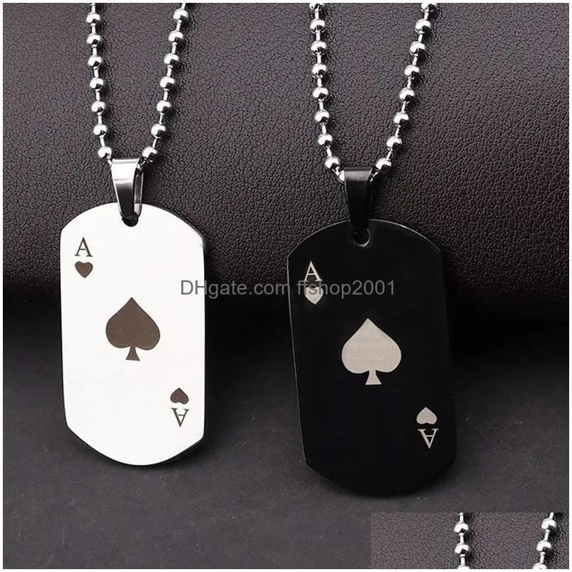 creative playing card pendant necklace stainless steel military brand necklace fashion accessories