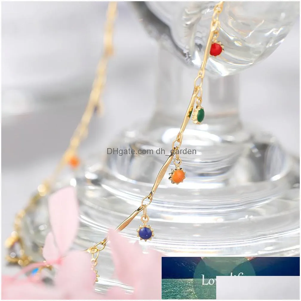 simple colorful bead chain choker necklace crystal tassel necklace for women fashion jewelry prom accessories factory price expert design quality latest