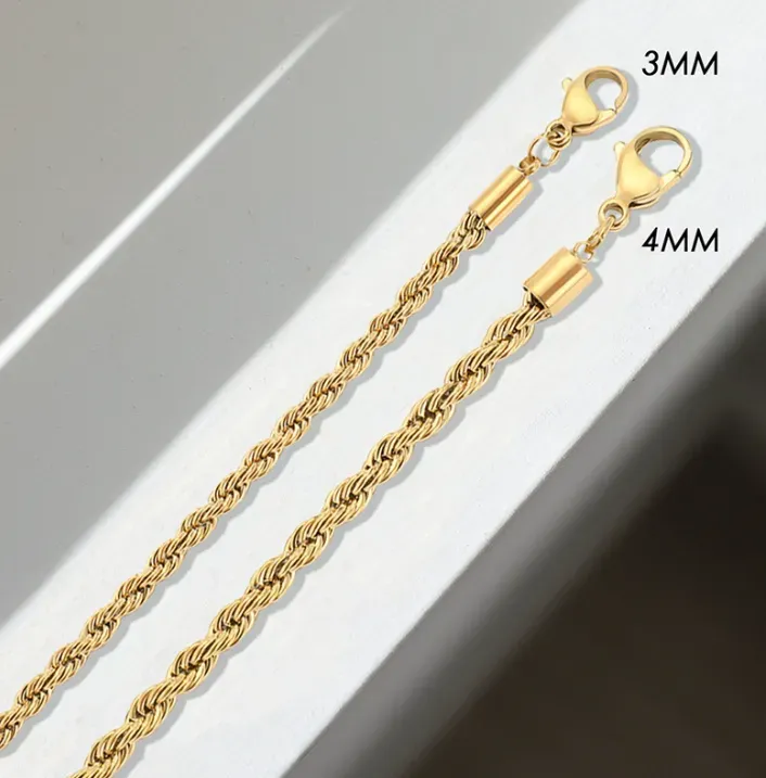 top chain new style necklaces 3mm/4mm hemp flowers chain necklace gold plated