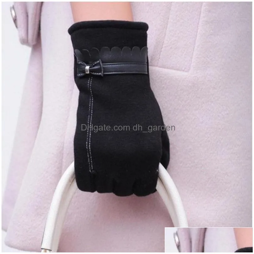 five fingers gloves women ladies bowknot thermal lined touch screen winter warm est elegant evening party accessories1 factory price expert design quality