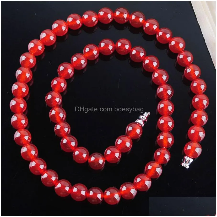 natural gem stone red agates beads 8mm round beaded necklaces strand women fashion jewelry 45cm length popular f3027