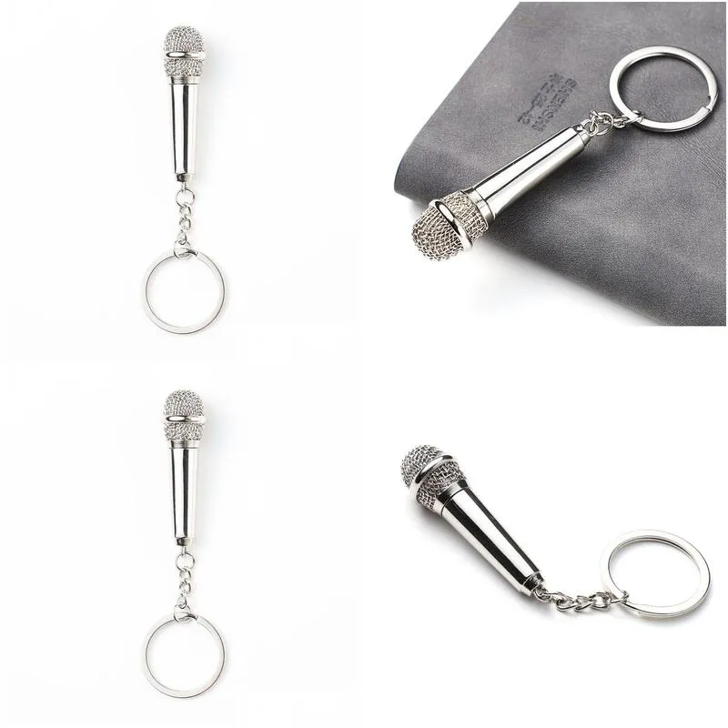 metal keychains mimic microphone keychain pendant valentines day gift