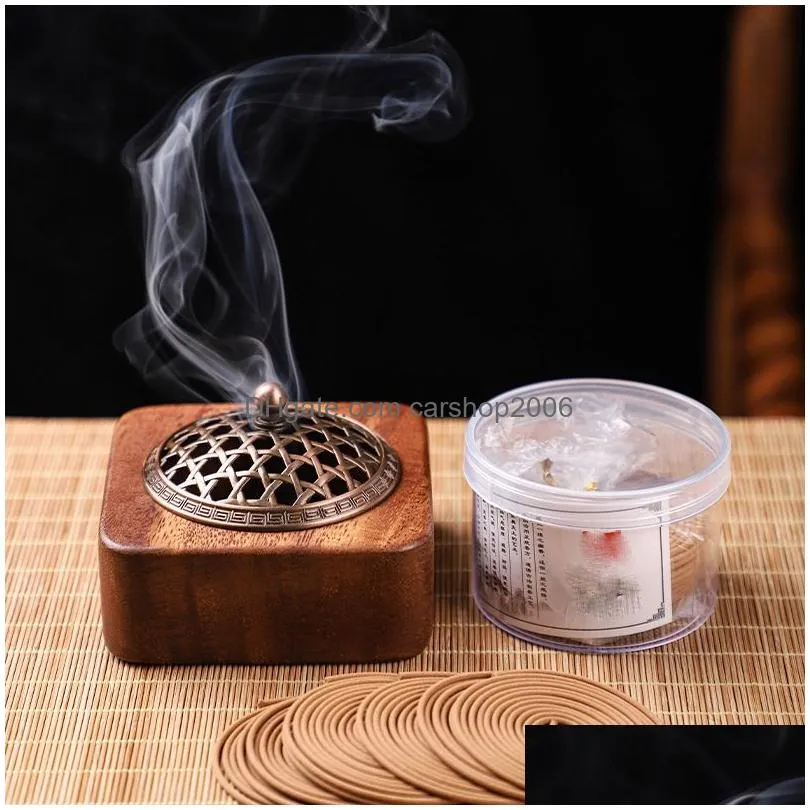 walnut fragrance lamps square wood incense stick holder home indoor hollow censer