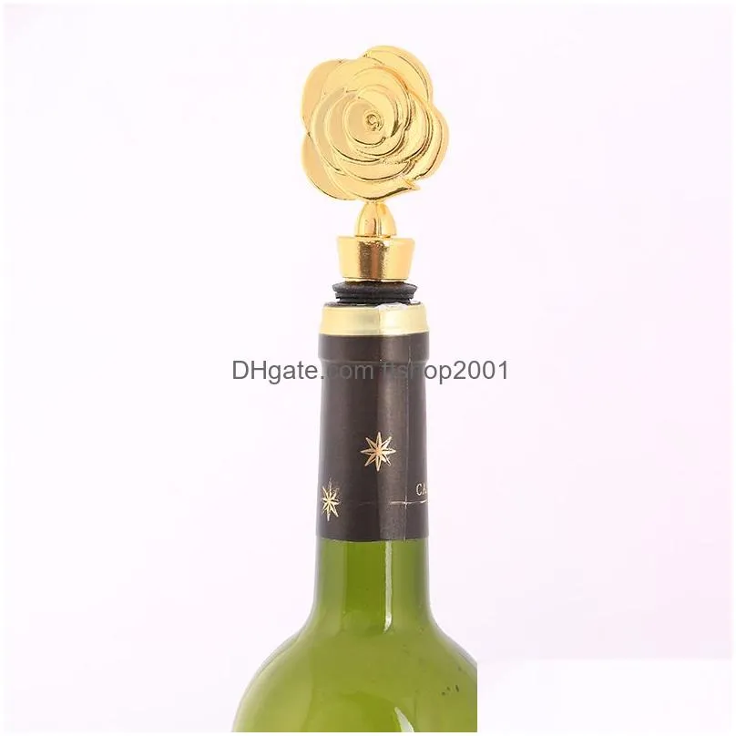 metal wine stopper bar tool creative rose flower shape champagne cork wedding guest gift crafts gifts box packaging