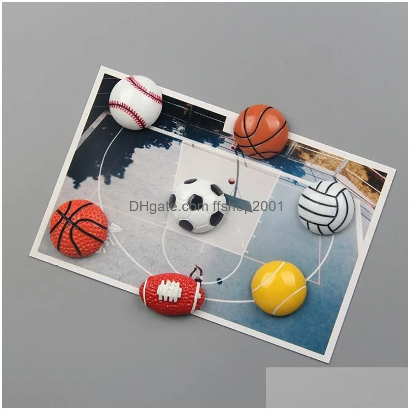 sports ball fridge magnets refrigerator sticker creative basketball baseball football resin magnetic sticker home decoration