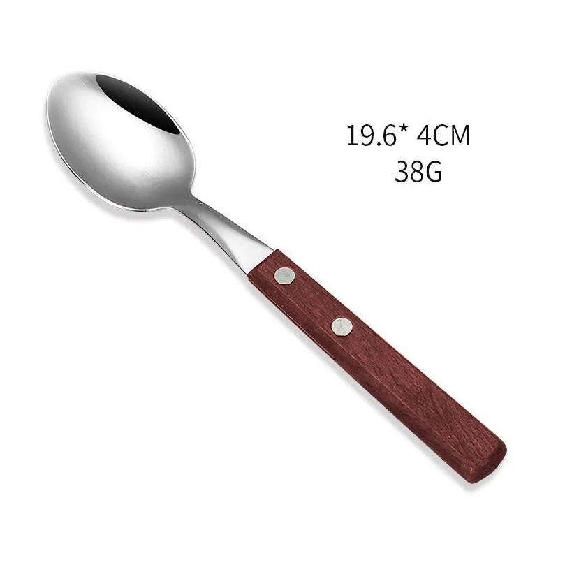 stainless steel creative knife fork spoon wooden handle cutlery set household western tableware