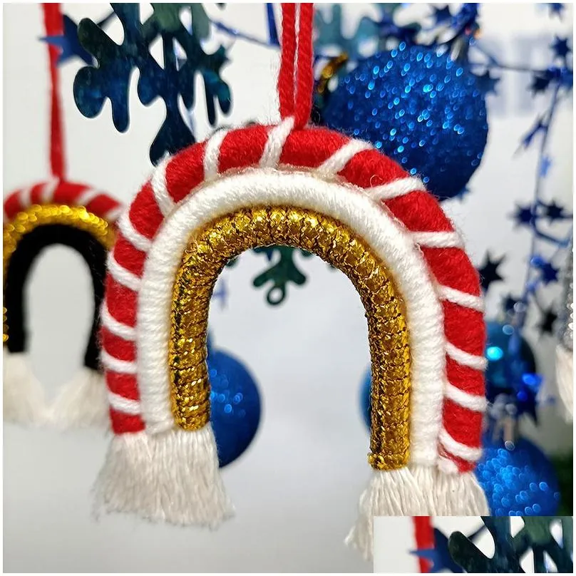 rainbow christmas tree ornaments home decoration plush tassel pendant fashion accessories 4 colors
