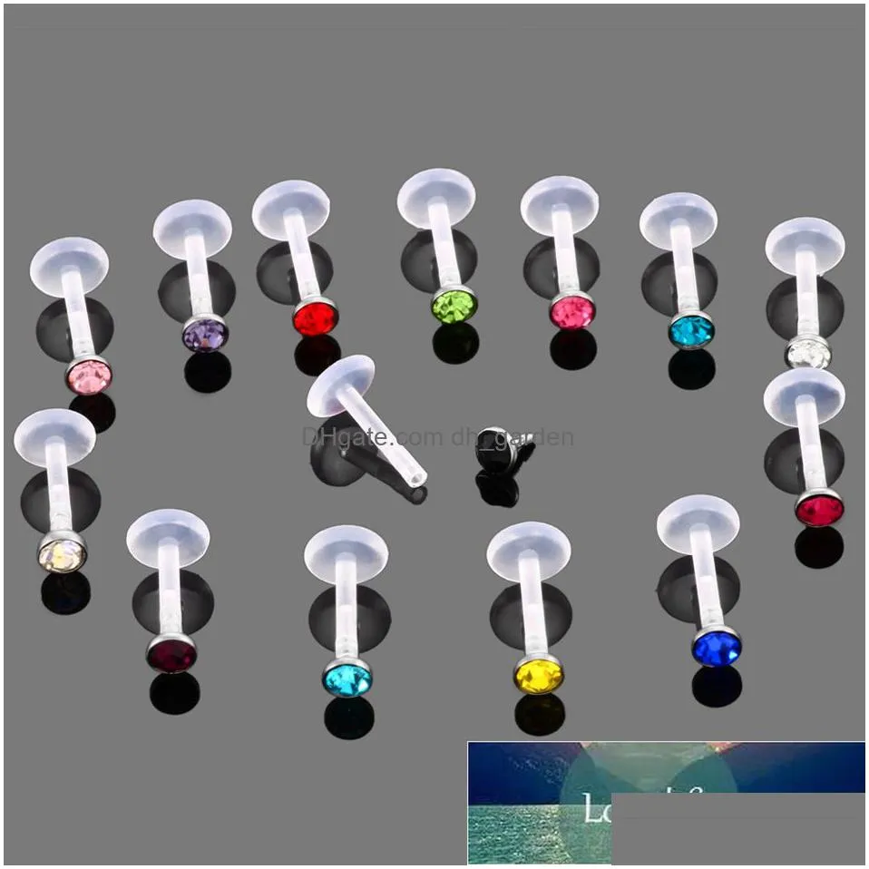 14pcs/lot bioplast flexible labret lip ring ear helix tragus cartilage studs piercing mixed color body piercing jewelry 16g factory price expert design