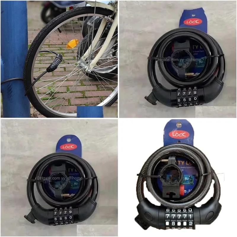 1.2m bicycle anti theft lock party favor steel wire parts four digit number password locks sturdy durable