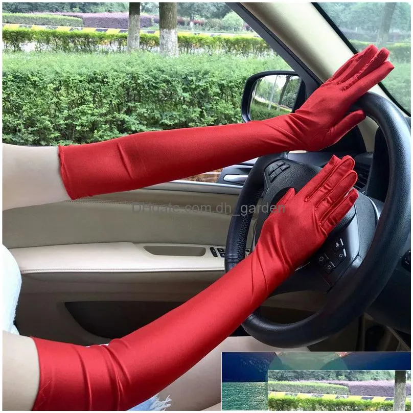 summer women sunscreen high elasticity spandex long gloves antiuv solid y drive etiquette stage performance party cosplay factory price expert design
