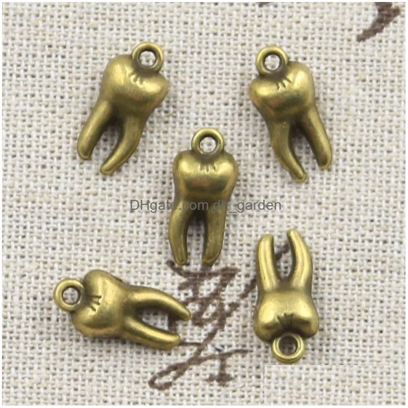 15pcs charms 3d zombie tooth teeth molar 16x8x5mm antique bronze silver color plated pendant making diy handmade tibetan finding factory price expert