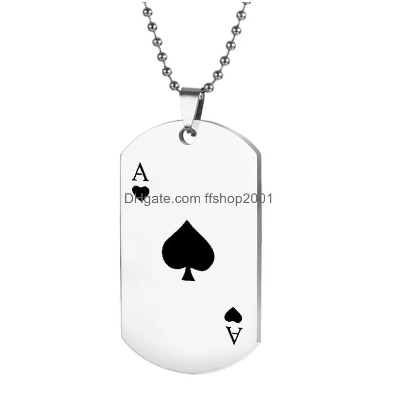 creative playing card pendant necklace stainless steel military brand necklace fashion accessories