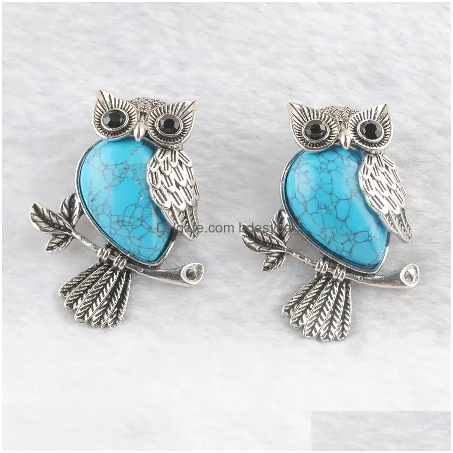 natural stone owl pendant for diy jewelry making necklace accessories blue sand tigers eye aventurine bn494