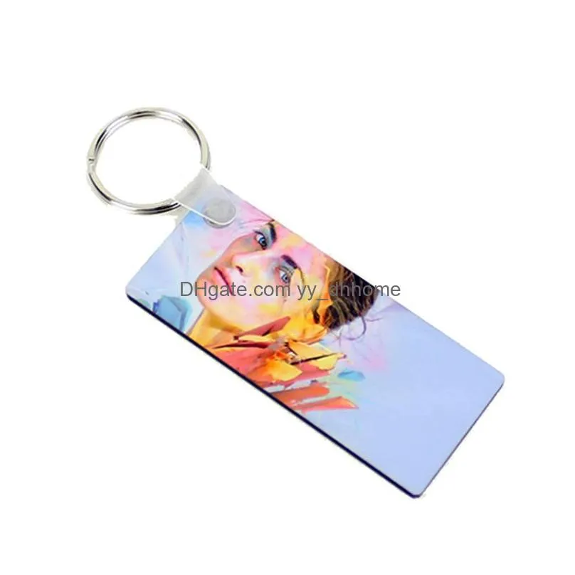 wooden sublimation blank keychain pendant heat transfer mdf personality key chain creative diy crafts gift keyring