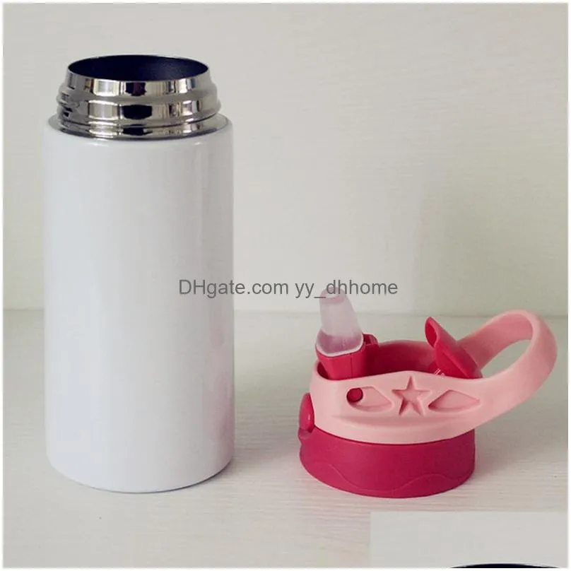 380ml sublimation blank water bottle children portable stainless steel kettle thermos cup diy white straw drinking cups