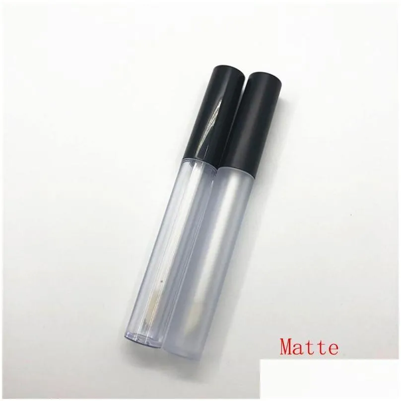 2.5ml frosted clear empty lip gloss bottles containers tube lid balm lids brush tip applicator wand rubber stoppers