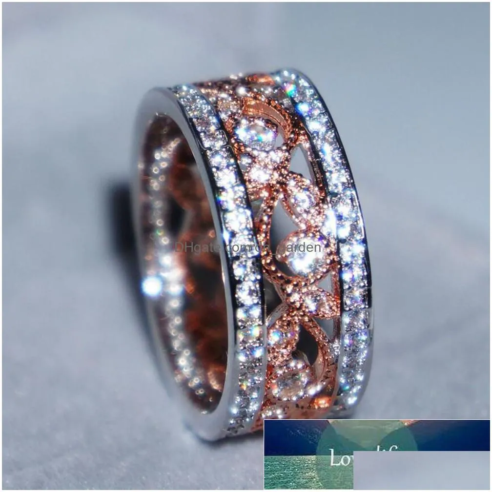 shiny rose gold ring flower zircon engagement ring fashion jewelry wedding rings for women factory price expert design quality latest style original