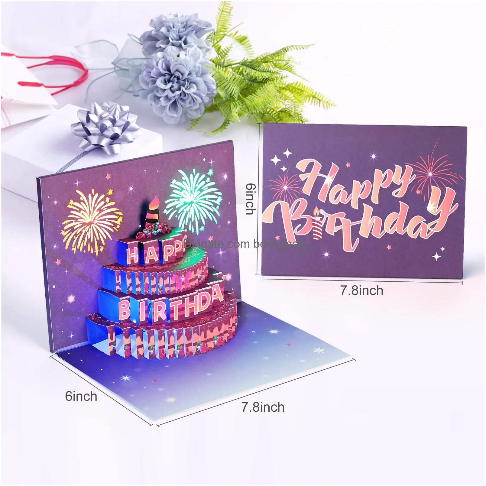 birthday cards light and mucis birthday cake happy birthday card 3d  up birthday gift greeting card for women men kids husband wife mom dad daughter