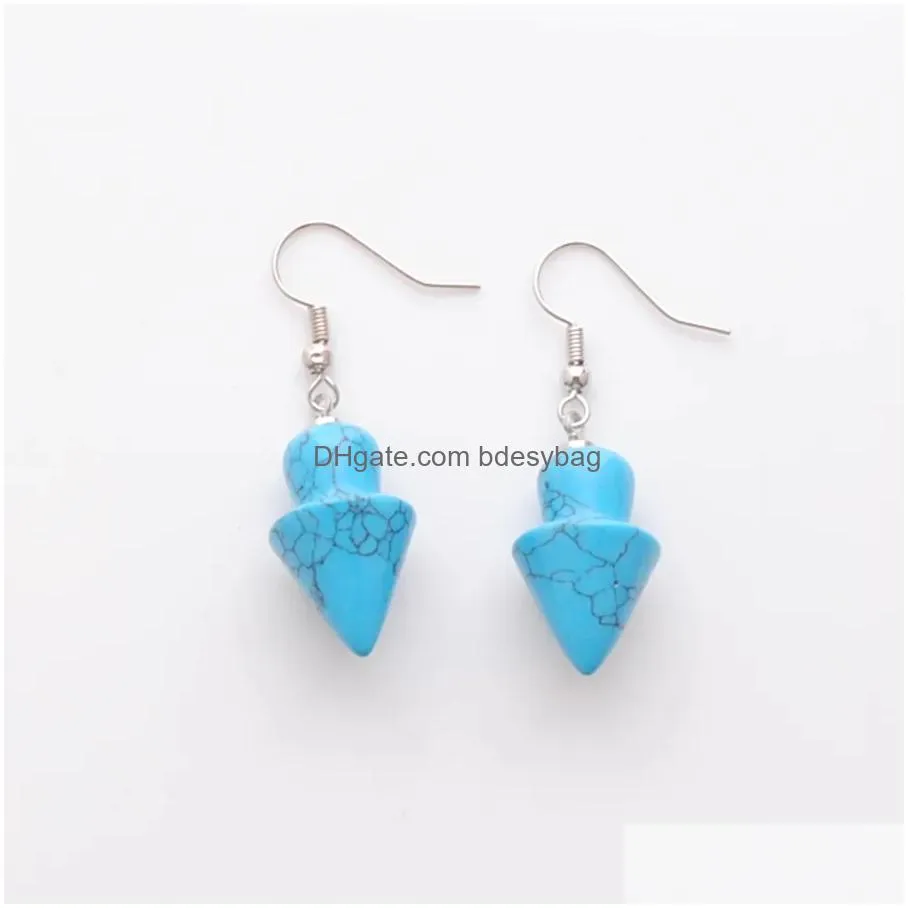 new arrivals dangle hanging earrings for female jewelry natural stone beads mushroom shape lapis lazuli turquoises opal br333