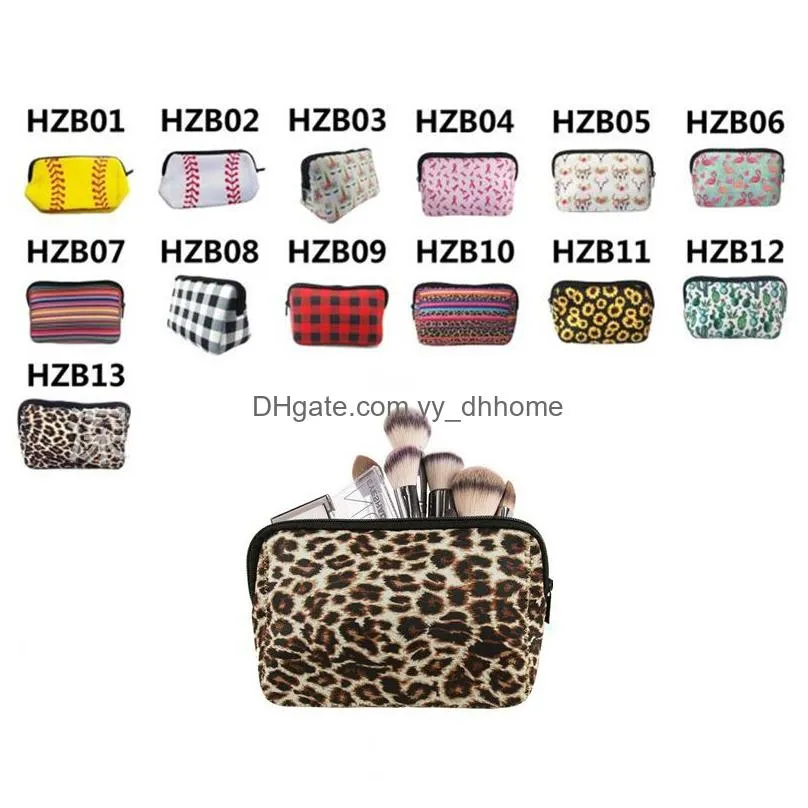 portable travel cosmetic bag party favor neoprene material baseball zipper storage bag christmas gift