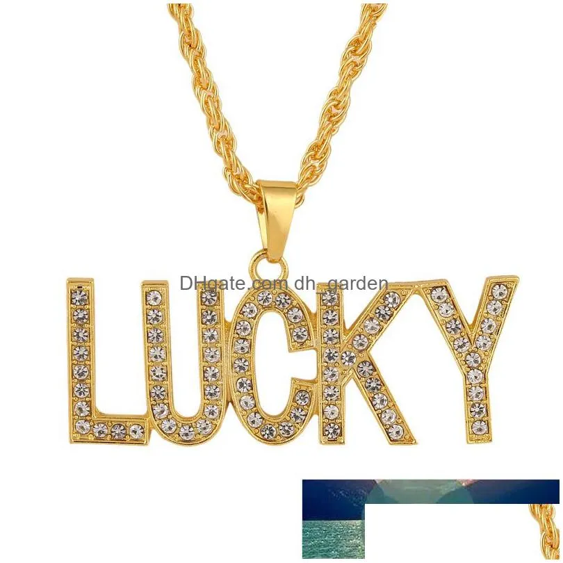 punk style women men rhinestone letter necklace pendant statement gold silver color long rope chain necklace hip hop jewelry factory price expert design