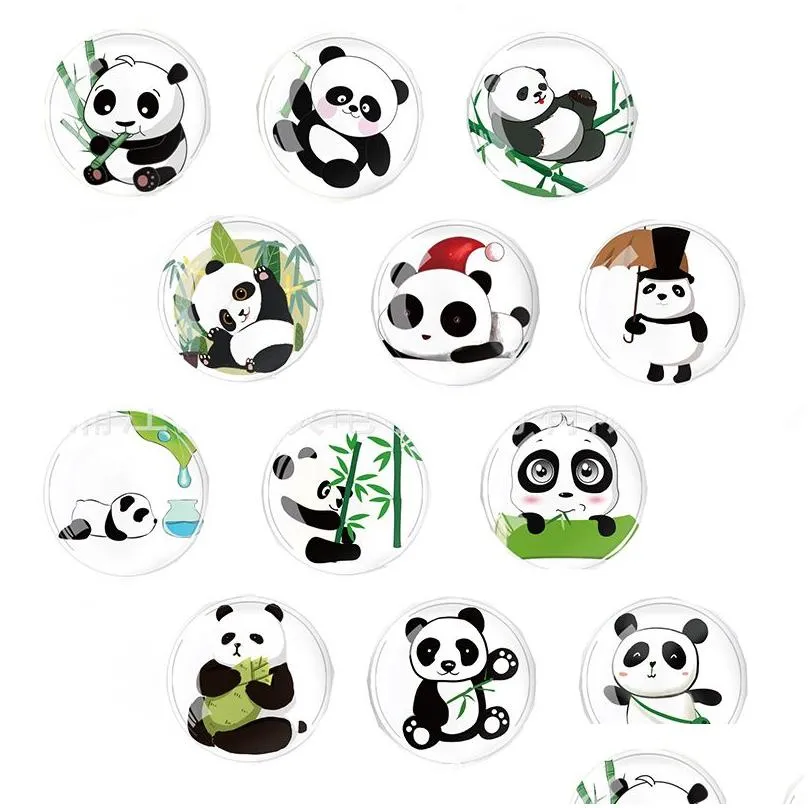 creative crystal glass fridge magnets cartoon panda magnetic stick home decoration