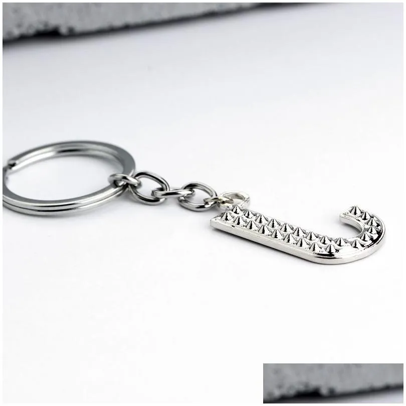 fashion diamond letter keychain pendant az english luggage key chain metal keychains creative gift keyring