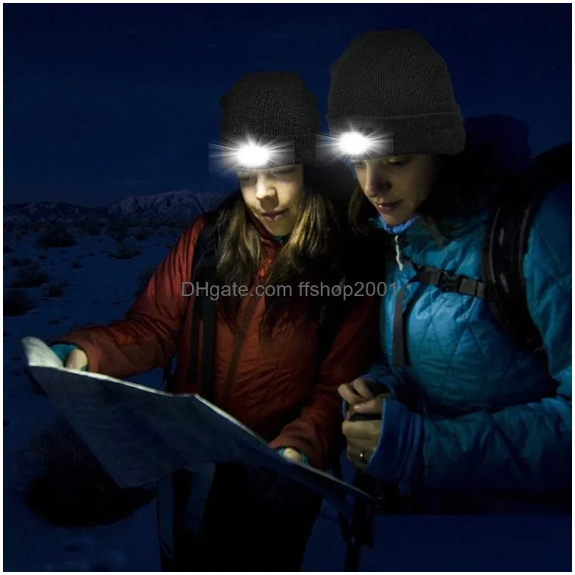 luminous hat bucket hats led knitted hat outdoor fishing bicycle warm cap