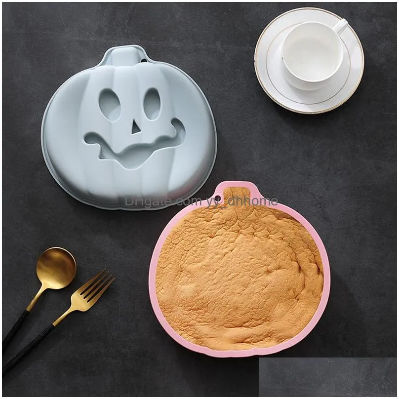 8 inch silicone baking moulds creative scary pumpkin cake tool halloween party supplies