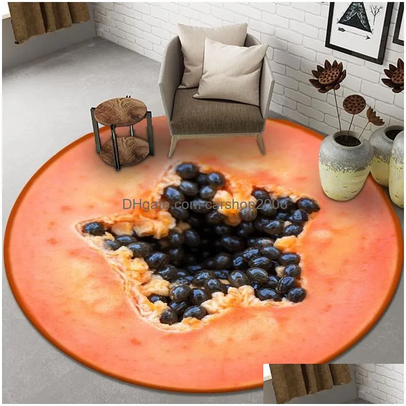 5 styles fruit carpets home living room decoration nonslip round rug yoga mat