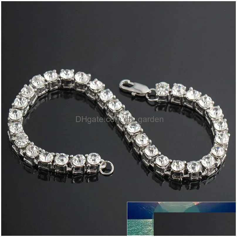 fashion gold silver color iced out bracelet men hip hop jewelry uni women bling bling rhinestones crystal chain bracelet gift factory price expert design