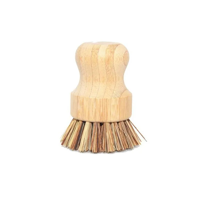 kitchen cleaning brush portable round handle wooden brushes for pot sisal palm dish bowl pan chores clean tool