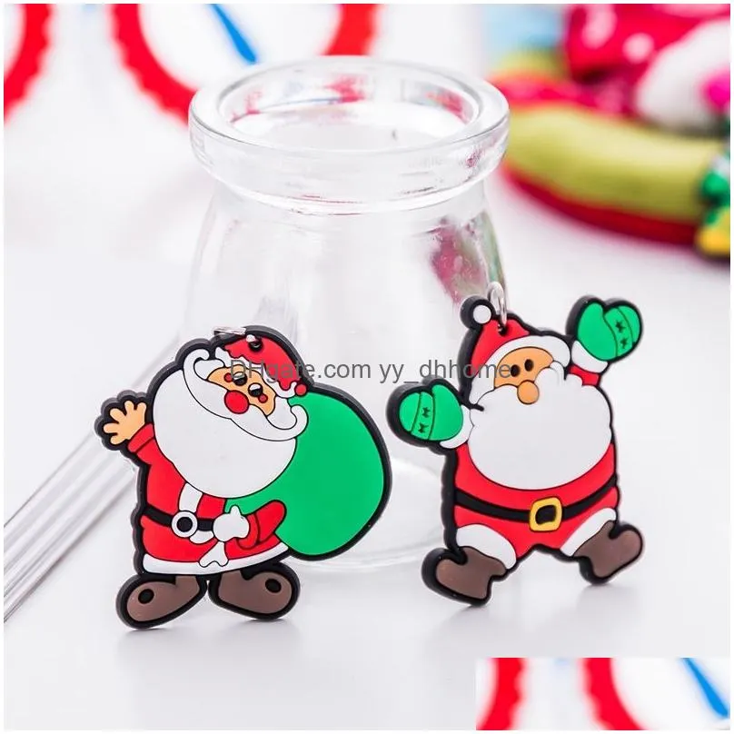 cartoon christmas old man keychains key ring xmas gift pendant