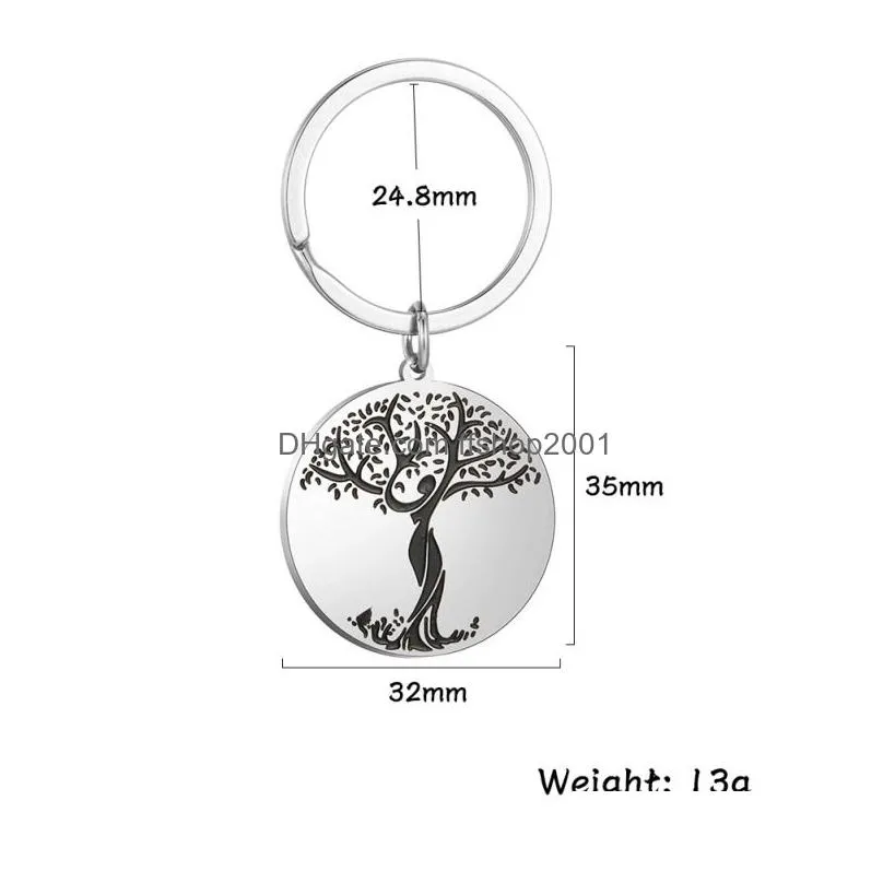 life tree pendant keychain stainless steel keychains keyring thanksgiving mothers day gift key chain