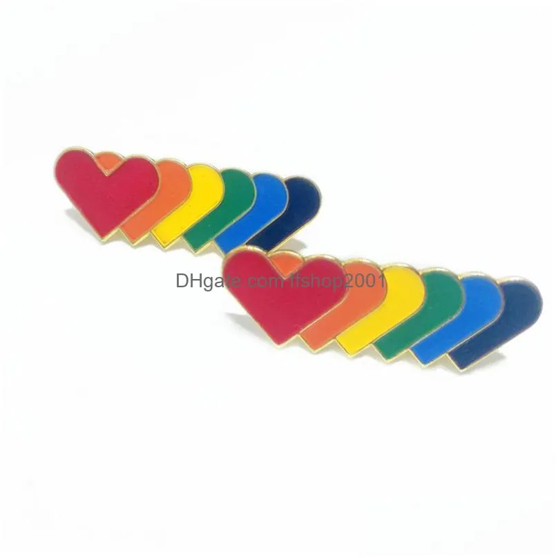 long rainbow brooch party favor heart shaped iron butterfly buckle lapel pin clothing collar pin cute creative badge